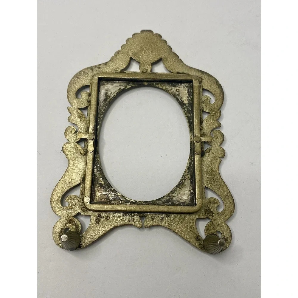 Ornate Tabletop Stand Up‎ Frame Metal Silver Pewter Tone Vintage 1980s #2